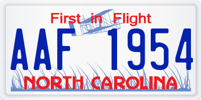 NC license plate AAF1954