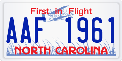 NC license plate AAF1961