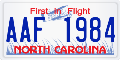 NC license plate AAF1984