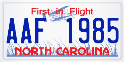 NC license plate AAF1985