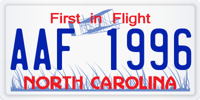 NC license plate AAF1996