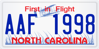 NC license plate AAF1998