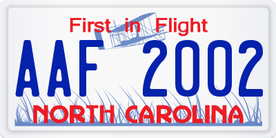 NC license plate AAF2002