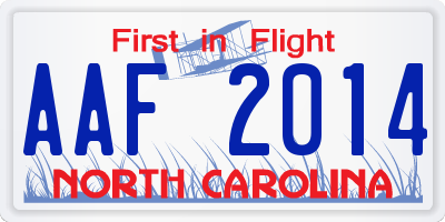 NC license plate AAF2014