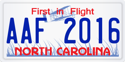 NC license plate AAF2016