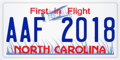 NC license plate AAF2018