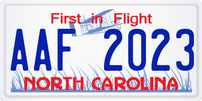 NC license plate AAF2023