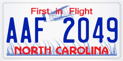 NC license plate AAF2049