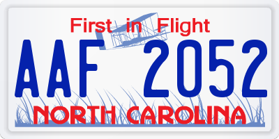 NC license plate AAF2052