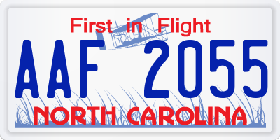 NC license plate AAF2055