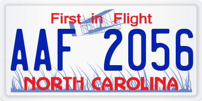 NC license plate AAF2056