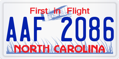 NC license plate AAF2086
