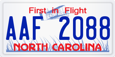 NC license plate AAF2088