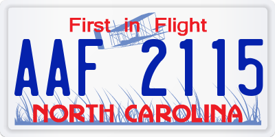 NC license plate AAF2115