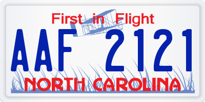 NC license plate AAF2121