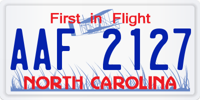NC license plate AAF2127