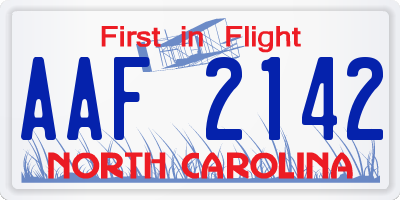 NC license plate AAF2142