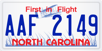 NC license plate AAF2149
