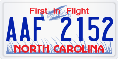 NC license plate AAF2152