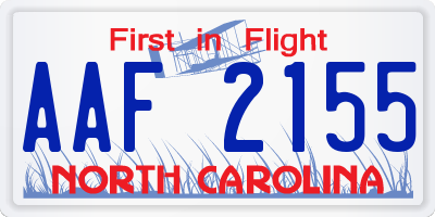 NC license plate AAF2155