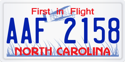 NC license plate AAF2158