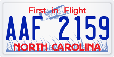 NC license plate AAF2159