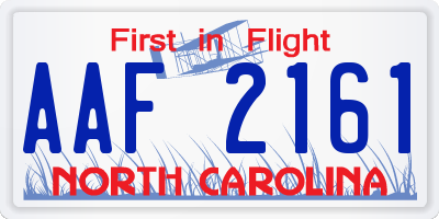 NC license plate AAF2161