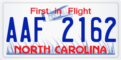NC license plate AAF2162