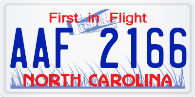 NC license plate AAF2166