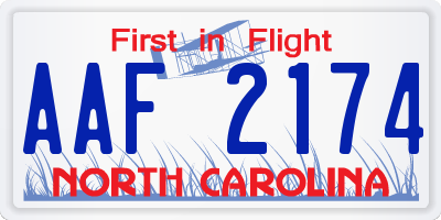 NC license plate AAF2174