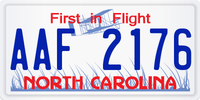 NC license plate AAF2176