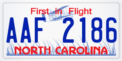 NC license plate AAF2186