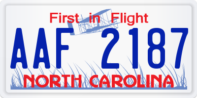 NC license plate AAF2187