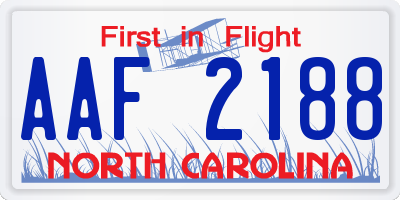 NC license plate AAF2188