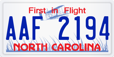 NC license plate AAF2194