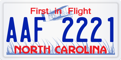 NC license plate AAF2221
