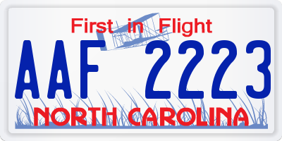 NC license plate AAF2223