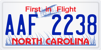NC license plate AAF2238