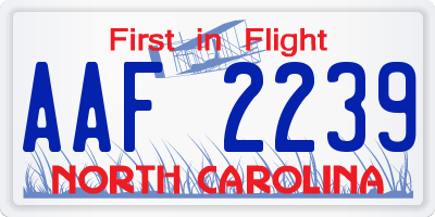 NC license plate AAF2239