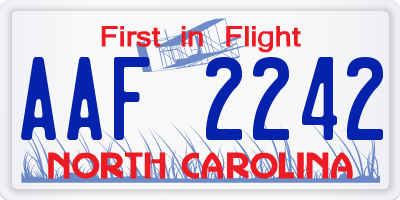 NC license plate AAF2242