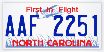 NC license plate AAF2251