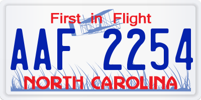 NC license plate AAF2254