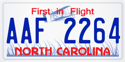NC license plate AAF2264