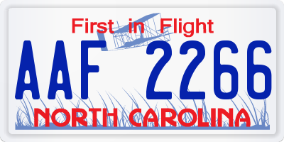 NC license plate AAF2266