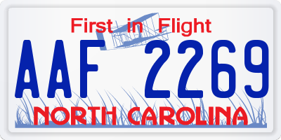 NC license plate AAF2269