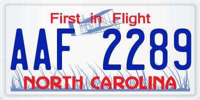 NC license plate AAF2289
