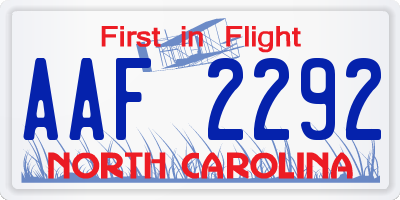 NC license plate AAF2292