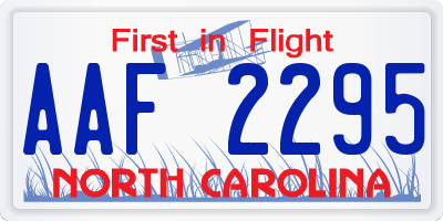NC license plate AAF2295