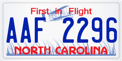 NC license plate AAF2296