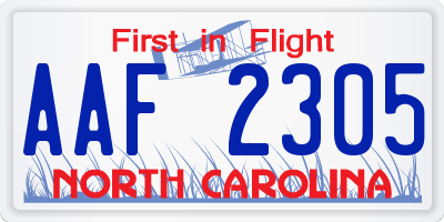NC license plate AAF2305